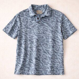 Crazy Shirts Men's Hawaiian Polo Shirt Size Large Blue Waves Pullover Cotton